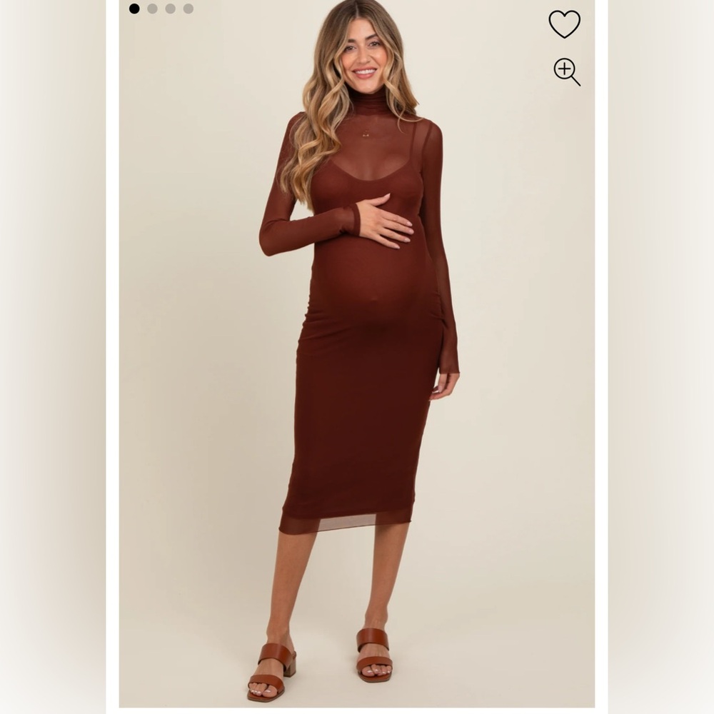 Elegant Brown Maternity Dress